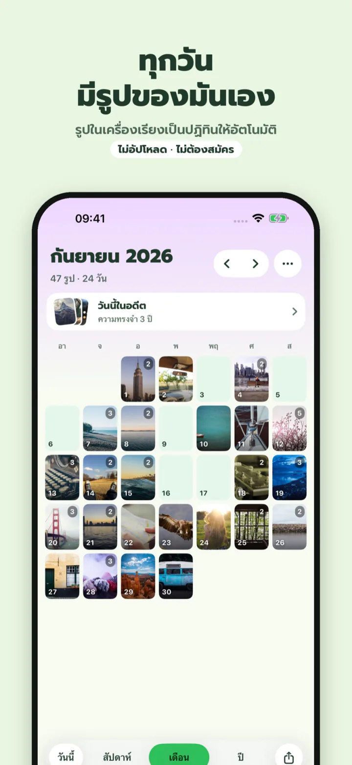 ปฏิทินรายเดือน รูปปกของแต่ละวัน